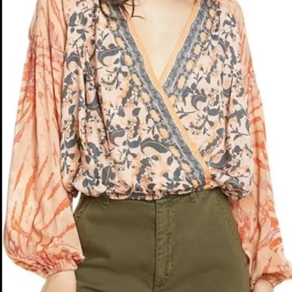 Free People Long Sleeve Cruisin Together Printed Blouse Women's Size S